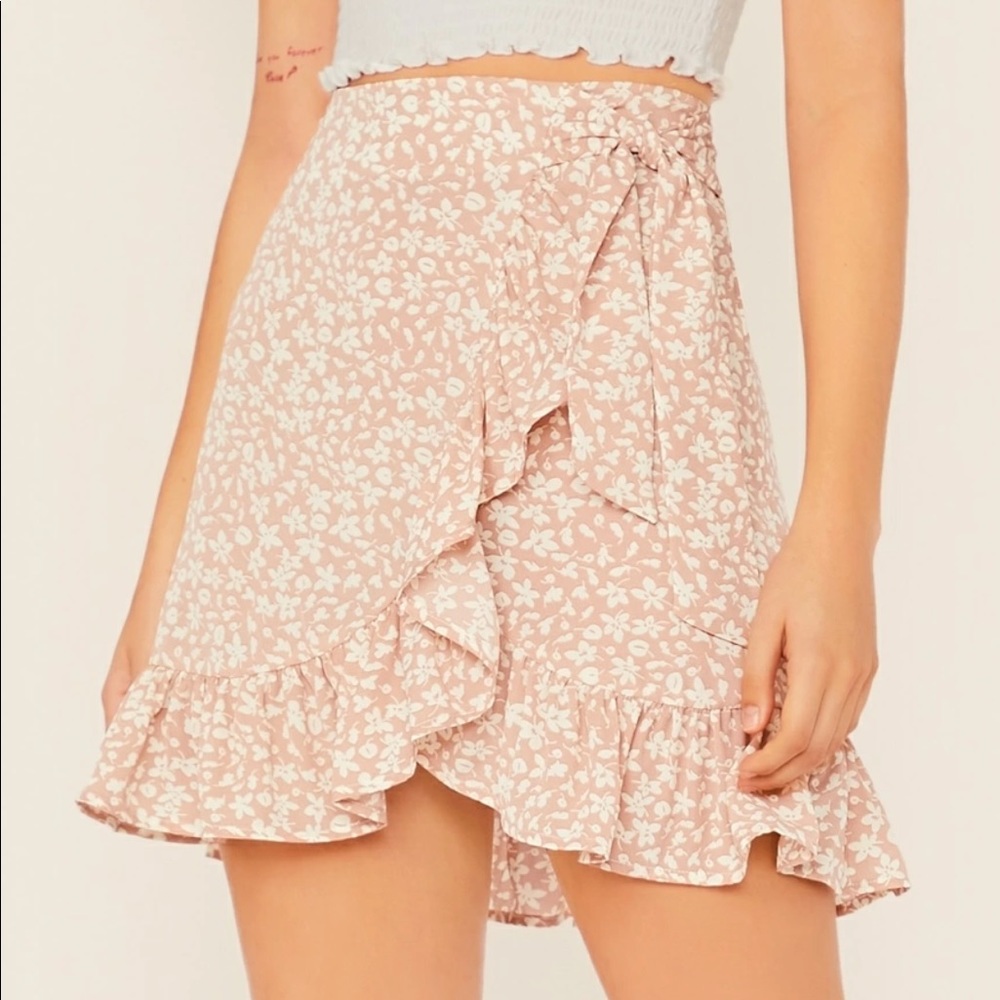 pink floral skirt